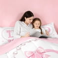 thumbnail image 5 of meiyoeat Ribbon Letter Print D 7-Piece Twin Bedding For Kids,Fashion Women Pearl Necklace Bedding Comforter Set,Pink Reversible, 5 of 7