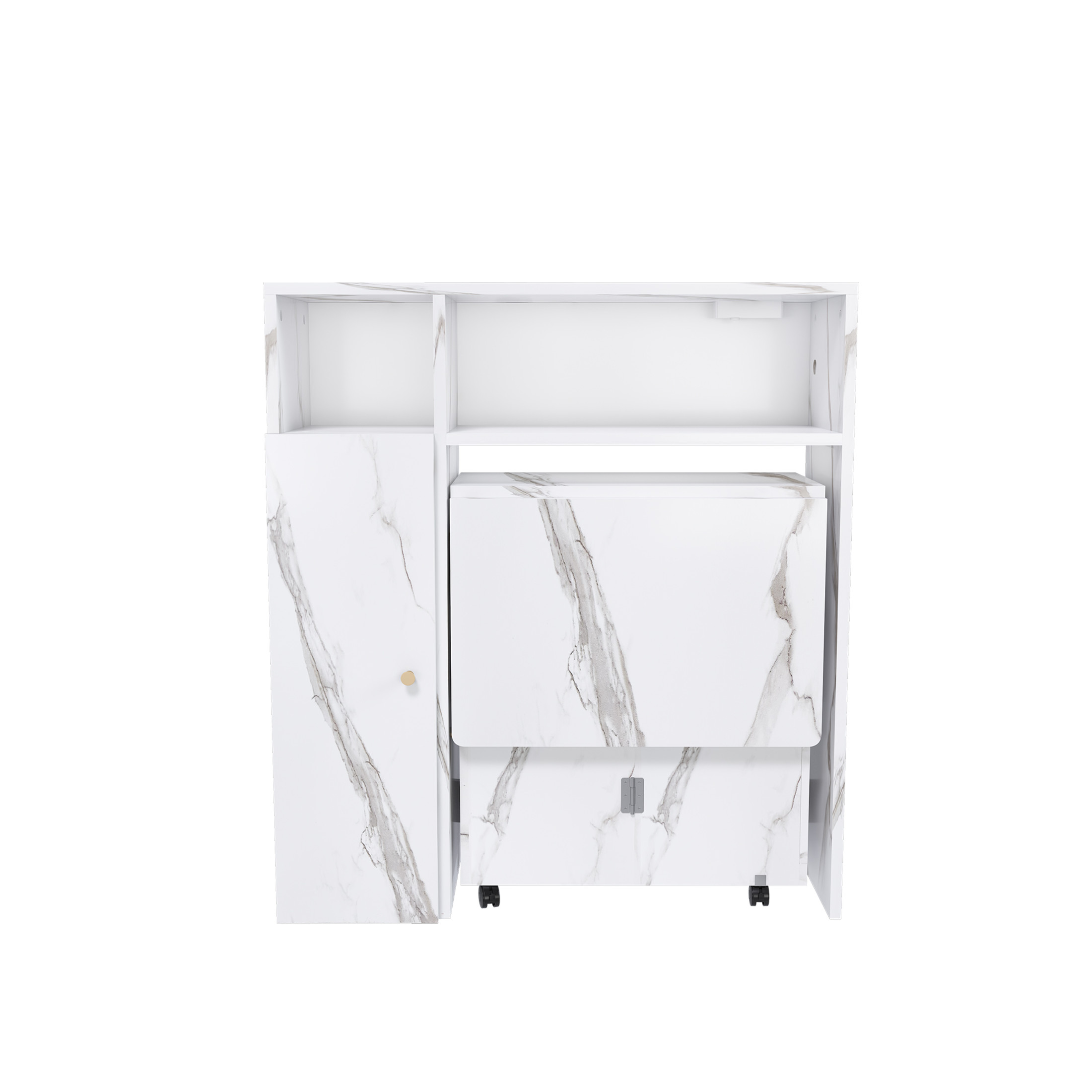 Noble House 2-in-1 Folding Table with Wall-Mounted Sideboard and Socket, Space-Saving Dining Table, White