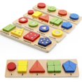 thumbnail image 2 of Juguete educativo para niños con fracción matemática geométrica de madera azul, 2 of 5