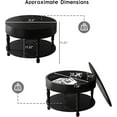 thumbnail image 2 of 2 Tier Coffee Table with Dual Storage, Round Solid Wood Coffee Table with Hidden Compartment & Adjustable Leveling Feet, for Small Space Living Room, Black, 2 of 7