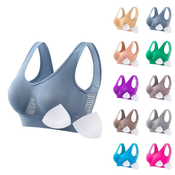 Padded Wireless Bras for Women Plus Size Lightweight Breathable Push Up Running Sports Yoga Bralettes Everyday Bra