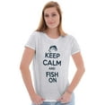 thumbnail image 3 of Keep Calm Fish On Fishing Enthusiast Womens Fitted Plus Size Graphic Tee Brisco Brands 3X, 3 of 4