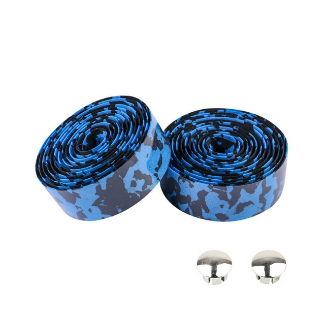 Naiovety 2 unids/set cinta de manillar de bicicleta de alta densidad con excelente cinta de manillar de bicicleta de absorción de impacto Ciclismo azul negro