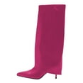 thumbnail image 2 of FSJ Women Classic Fold Over Knee High Boots Stiletto High Heel Pointed Closed Toe Long Boots Wide Calf Sexy Party Dress Shoes Size 10.5 Pink, 2 of 4