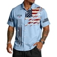 thumbnail image 2 of Men's US 250th Anniversary Polo Shirt with Distressed Flag Print and Button Front Featuring Mesh Fabric for Independence Day Celebration Patriotic Events or Summer Parties Light Blue S, 2 of 4