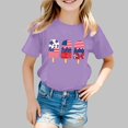 thumbnail image 2 of Little Kid Girl's 4th Of July Patriotic Short Sleeve T Shirt Cute Independence Day Flag Print Tee Comfortable Casual Summer Top For Toddler Kids Undershirts for Toddler Girls 3-4 Years Purple, 2 of 4
