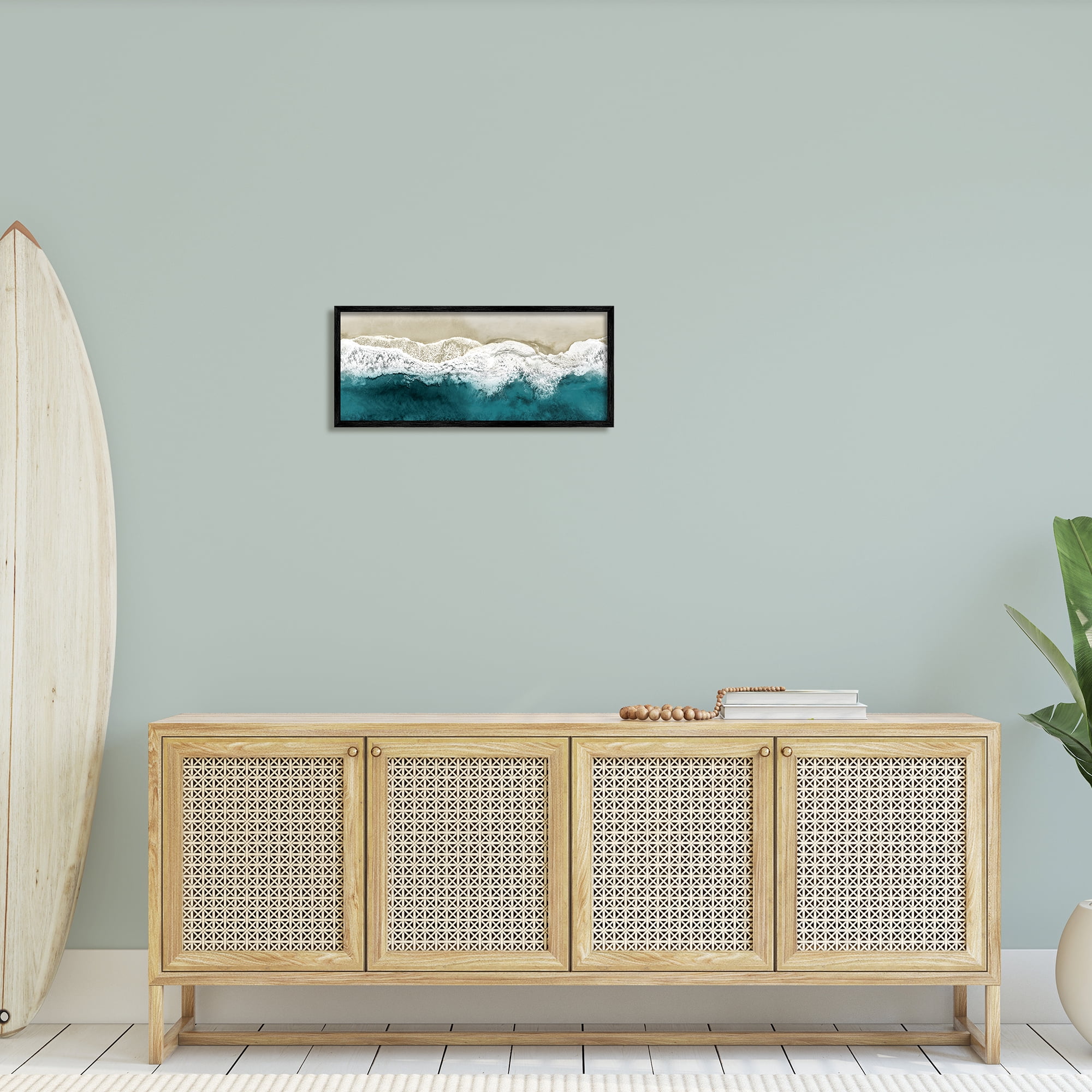 Stupell Industries Foamy Beach Coast Deep Blue Ocean Water, 24 x 10,Design by Maggie Olsen