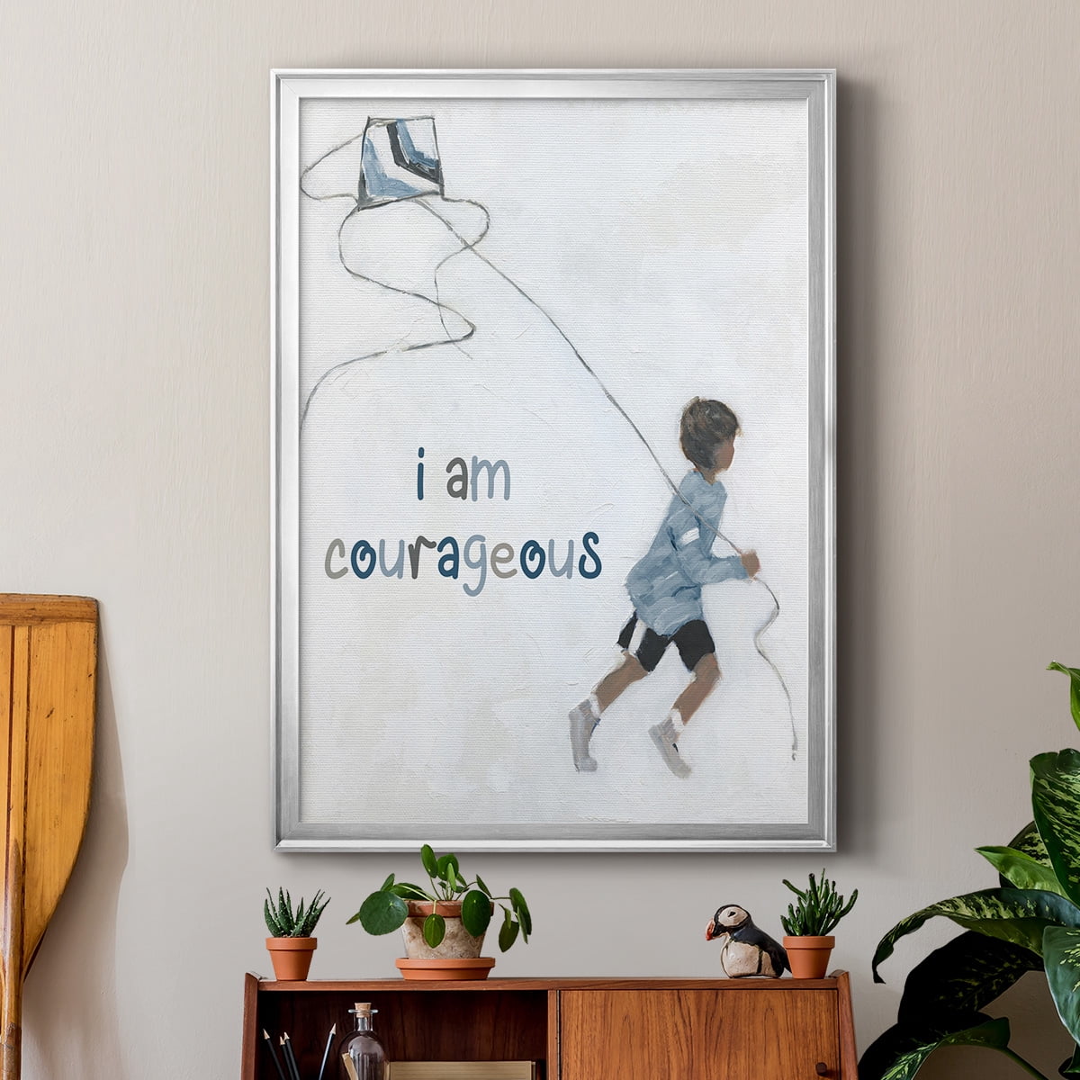 Boy Flying Kite Premium Framed Print - Ready to Hang