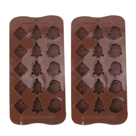 

2pcs 15-Cavity Silicone Chocolate Mold Christmas Chocolate Baking Pan Safe Baking Tray (Chocolate)