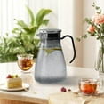 thumbnail image 4 of Mecorevxz Hammered-patterned Steel Lid Glass Pitcher, 1.5 Liter Water Pitcher with Lid,Iced Tea Pitcher for Fridge,Carafe With Lid, Glass Water Jug For Juice, Milk, Cold Or Hot Beverages(Gray), 4 of 7
