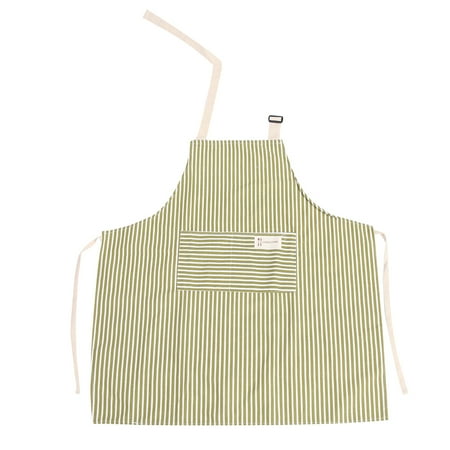 

Striped Adult Sleeveless Apron Simple Oilproof Hanging Neck Apron with Pocket for Kitchen Cooking Baking (Green)