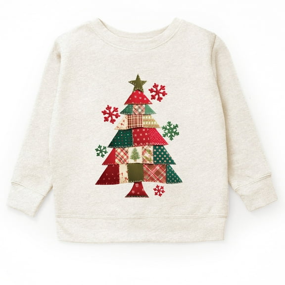 Christmas Tree Patchwork Print - Youth Graphic Sweatshirt