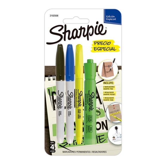 Paquete Sharpie marcadores + marcatextos 4 pzas
