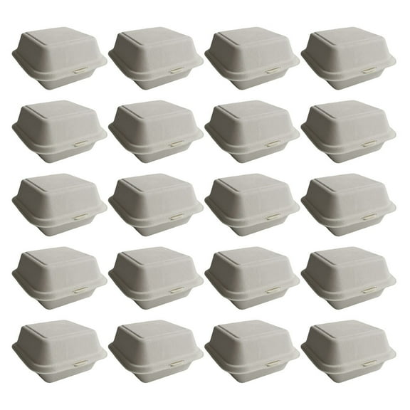 OATIPHO 25Pcs Biodegradable Beige Burger Packing Boxes Food Storage Containers for Takeout