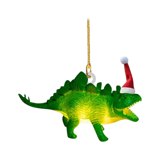 Colgante acrílico para árbol de Navidad - Adornos de dinosaurios y aviones - Adornos navideños en pack de 2