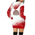 thumbnail image 3 of Lilgiuy Womens Casual With Pocket Christmas Print Long Sleeve Loose Hooded Women Dress for Dating, 3 of 4