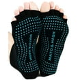 thumbnail image 1 of Mato & Hash Toeless Half Toe Yoga Socks With Grip - Black/Scuba Blue CA7200 S/M, 1 of 2