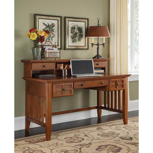 Cottage Oak Executive Desk and Hutch