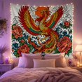 thumbnail image 2 of Element Mythical Bird with Resembling Phoenix Body, Serene Japanese Inspired for Japanese Art Lovers, Wall Decor, Mother'S Day Gift, Tapestry Wall Hanging for Dorm and Living Room, 2 of 7