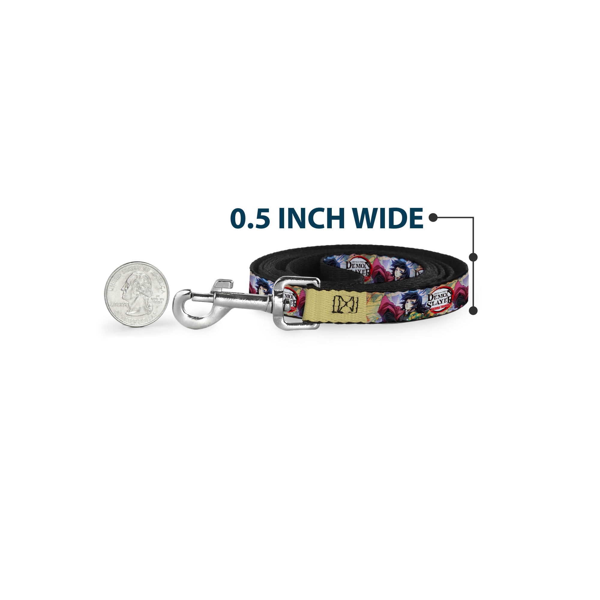 Aniplex of America Pet Leash, Dog Leash, Demon Slayer Giyu Tomioka Pose and Title Logo, 6 Feet Long 1.0 Inch Wide
