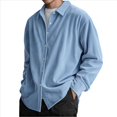thumbnail image 2 of Camisa de para Hombre, de Larga, con Solapa y Botones, Informal, Antiarrugas, para Trabajo Azul XL, 2 of 5