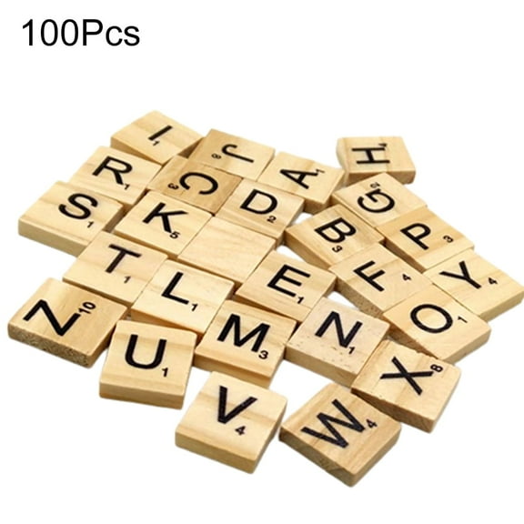 100 Pcs Wooden Alphabet Tiles English Letters DIY Wood Crafts Kids Toy 18x20mm
