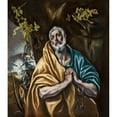 thumbnail image 2 of El Greco (Domenikos Theotokopoulos) 15x17 Black Ornate Wood Framed Double Matted Museum Art Print Titled - The Penitent Saint Peter (ca. 1590-1595), 2 of 5
