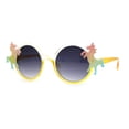 thumbnail image 3 of Kid Size Girls Rainbow Unicorn Pin Round Circle Lens Sunglasses Clear Yellow Smoke, 3 of 4