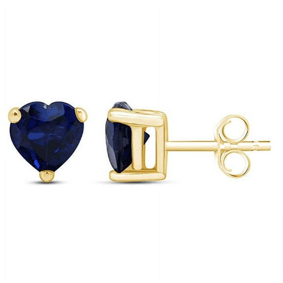 PJ Jewelry Heart Blue Sapphire Stud Earrings, 2 ct