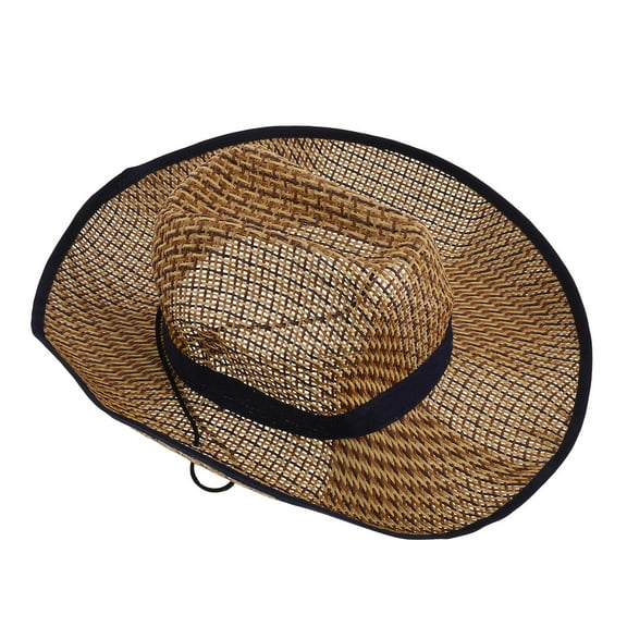 Minkissy Blue Straw Sun Hat for Beach Fishing Gardening with Farmer Style Design