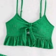 thumbnail image 4 of Huesdet Womens High Waisted Bikini Sets Tummy Control Swimsuit Two Piece Color Block Bathing Suit(Green,L), 4 of 8