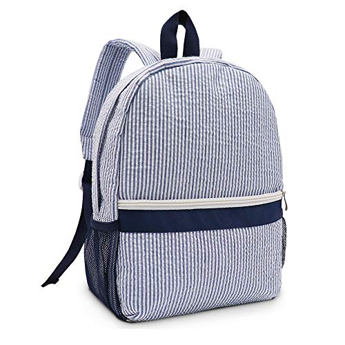 Seersucker Backpack Pink Personalized School Bag