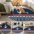 thumbnail image 5 of Navy Blue Coastal Round Area Rug 4Ft Washable Circle Rugs for Bedroom Dining Room, Nautical Ocean Sea Anchor Abstract Art Non-Slip Carpet Floor Mats Indoor Outdoor Carpet Runner Aesthetic Home Decor, 5 of 8