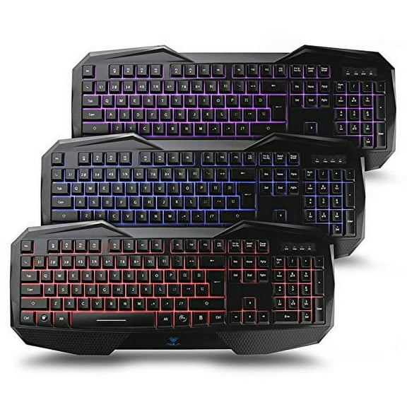 AULA SI-859 Backlit Gaming Keyboard with Adjustable Backlight Purple Red Blue USB Wired Illuminated Computer Keyboard