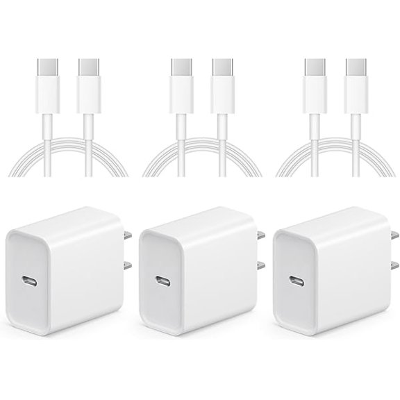 YJJSKEJI 10FT iPhone 16 15 Charger Fast Charging - 3 Pack 20W USB C Charger Block and Type C to C Cable Compatible with iPhone 16/16 Pro/16 Pro Max/16e, iPhone 15, iPad Pro, Air 5/4, iPad 10/Mini 6
