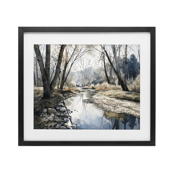 Stupell Industries Serene Reflections at Autumn Creek Black Framed Print Under Glass, design by Franklyn Gregory