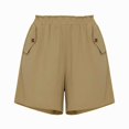 thumbnail image 5 of Only Moment Linerless Relaxed Casual Shorts for Women Chemical Fiber Blends Summer Casual High Waisted Wide Leg Drawstring Lounge Shorts Comfy 2026 Beach Vacation Clothes Shorts Khaki,2XL, 5 of 8