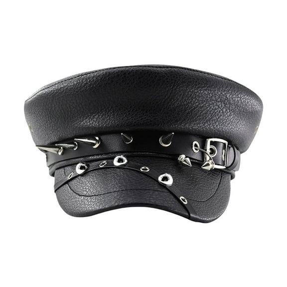 FEAMOS Hip Hop Dark Berets Cabbie Hat Painter Hat Berets Baker Boy Hat for Street Strolling PU Flat Hats Photo Props