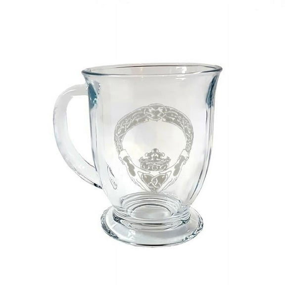 Lyoncraft COCG01 16 oz Irish Claddagh Engraved Glass Coffee Mug