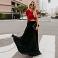 thumbnail image 2 of Fgnfyis Womens Fashion High Waist Fold Soild Loose Beach Wrap Maxi Long Skirt Flowy Boho Pleated Skirt Black M, 2 of 7