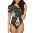 thumbnail image 2 of Picia Rabbit Is Eating Carrots Womens One Piece Swimsuits Modest Tummy Control Bathing Suits Lace Up Slimming Swim Suit-Large, 2 of 9