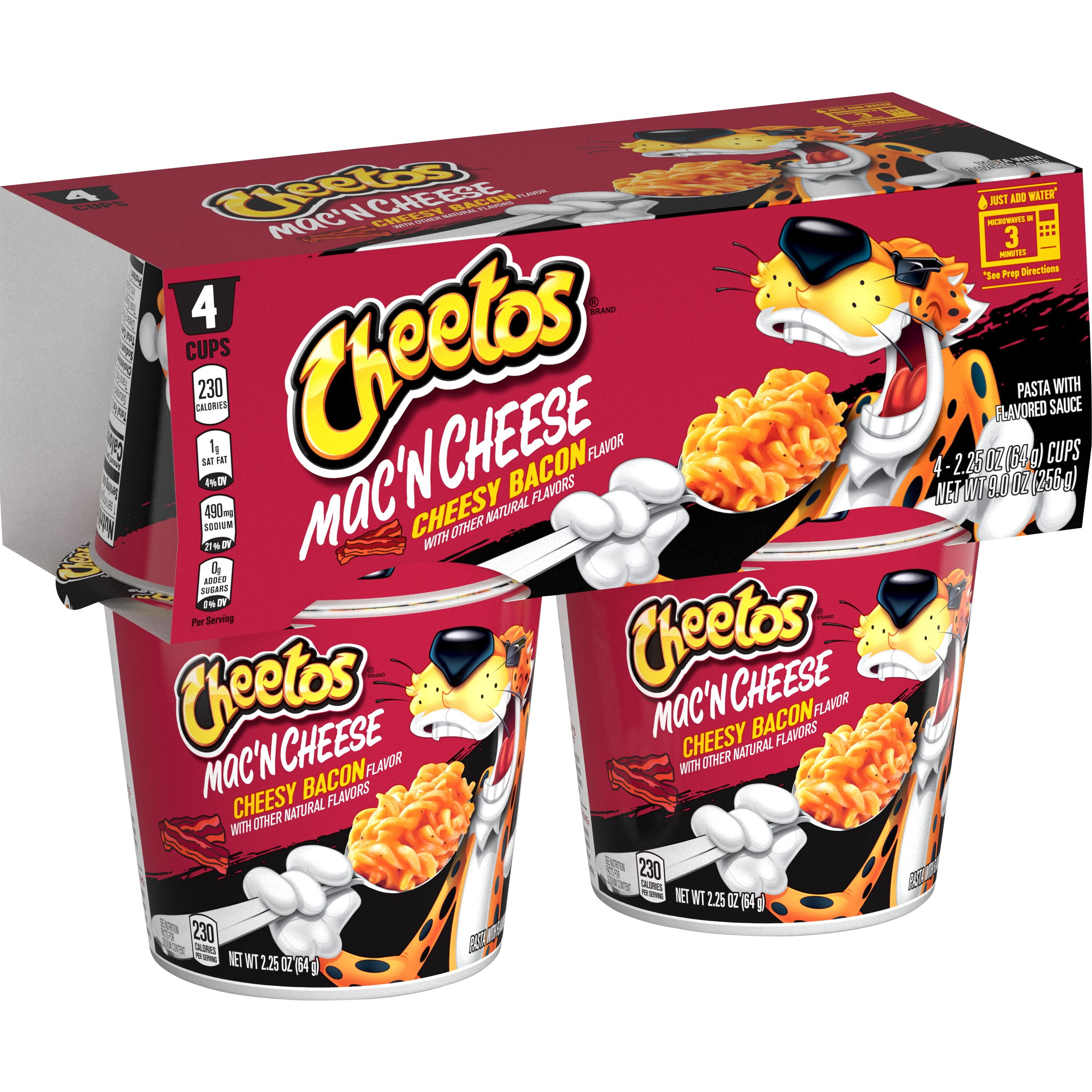 Cheetos Mac' n Cheese Cheesy Bacon Flavor, 2.25 oz, 4 Count Cups