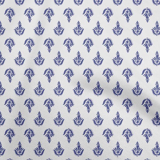 oneOone Cotton Cambric Medium Blue Fabric Block Craft Projects Decor Fabric Printed By The Yard 42 Inch Wide-37