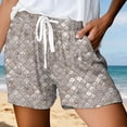 thumbnail image 2 of Arlun Womens Trendy 3D Fish Scale Printing Beach Shorts 2026 Fashion Vacation Outfit Ladies Drawstring Waisted Soft Comfortable Loose Wide Leg Casual Shorts 7-Khaki XL, 2 of 4