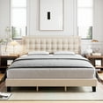 thumbnail image 6 of Full Size Bed Frame with Button Tufted Headboard, Platform Bed Frame, Modern Upholstered Bed Frame with Adjustable Headboard, Wood Slat Support, No Box Spring Needed, Easy Assembly, 6 of 7