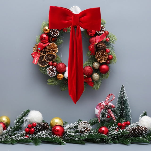 Adorno colgante de árbol de terciopelo de Navidad | Decoración de colgante con lazo de poliéster rojo | 28x12cm, 30x60cm, 40x60cm | Decoración duradera y festiva para ventanas | Acento navideño