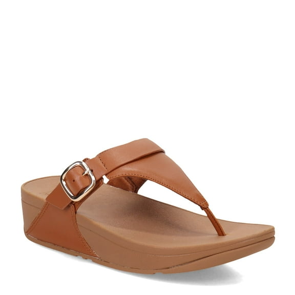 FitFlop Women's Lulu Adjustable Leather Toe-Post Sandal, Light Tan, Size 5