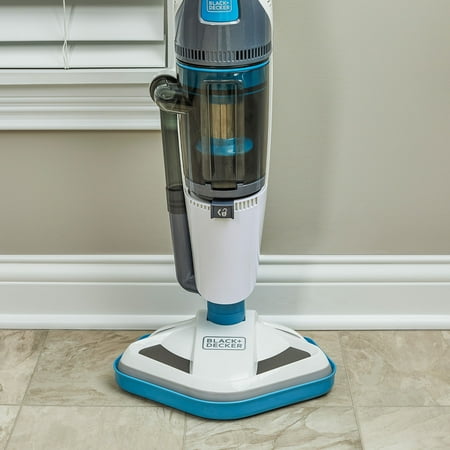 Black+Decker - Corded Steam Mop and  Vacuum - White/Aqua