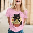 thumbnail image 2 of Womens Anime Cat Ramen Graphic T-Shirts Japanese Funny Graphic Short Sleeve Tees Kawaii Cat Anime Gifts Tops, 2 of 5