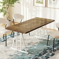 thumbnail image 1 of HOMCOM Farmhouse Dining Table for 8 Rectangular Kitchen Table Brown White, 1 of 10